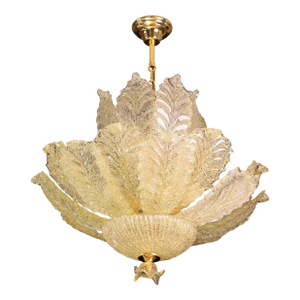 Large Size Gold Vintage Murano Glass Chandelier, 1970