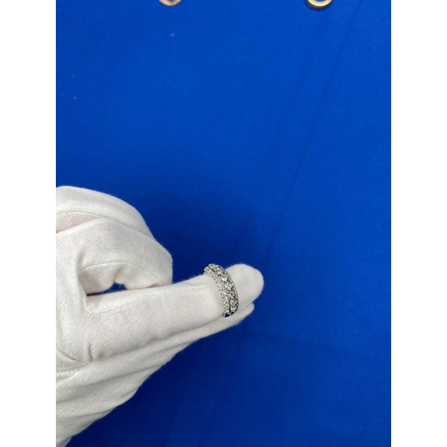 Brilliant White Diamond Three Row Pave Set Cocktail Statement Fashion Wedding Band, Size 7 For Sale - Image 9 of 10