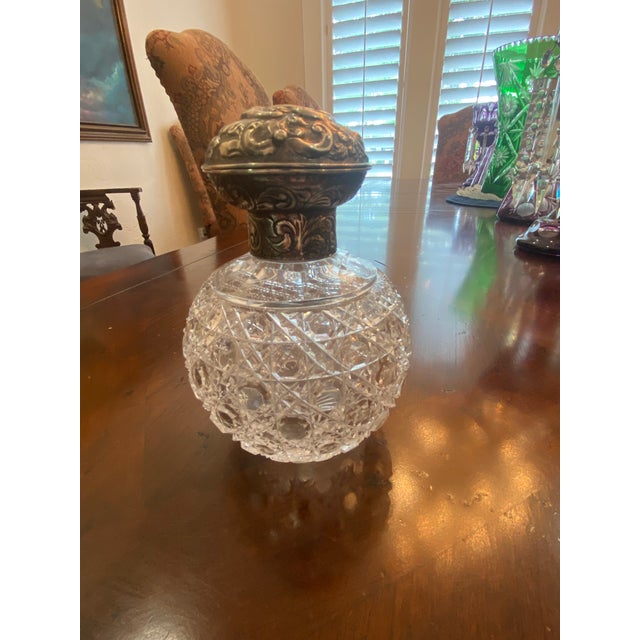 Metal Antiques Sterling Silver and Cut Crystal Bottle For Sale - Image 7 of 12