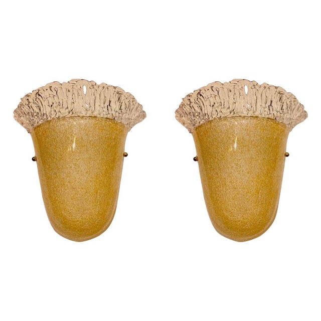 Toso Wall Lights in Gold Glass, 1980, Set of 2 For Sale - Image 14 of 14