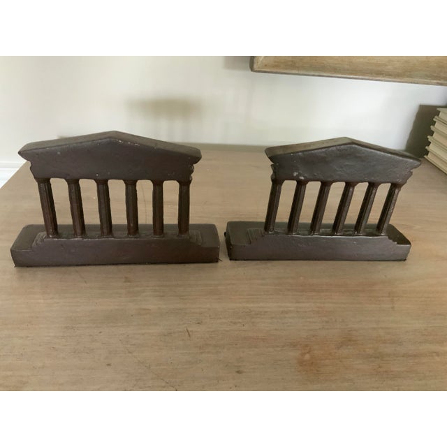 Rustic European Greek Parthenon Temple Columns Bookends in Cast Brass - A Pair For Sale - Image 3 of 13
