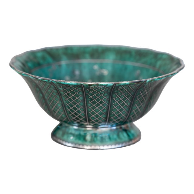 Argenta Bowl with Silver Decoration by Wilhelm Kåge for Gustavsberg, Sweden, 1949 For Sale