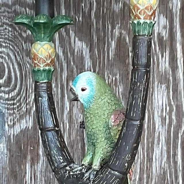 Vintage Boho Happy Parakeet Lamp For Sale In West Palm - Image 6 of 13