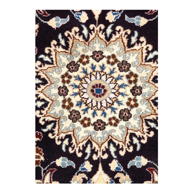 Traditional Pasargad DC Navy Blue Hand Knotted Persian Nain Rug For Sale - Image 3 of 3