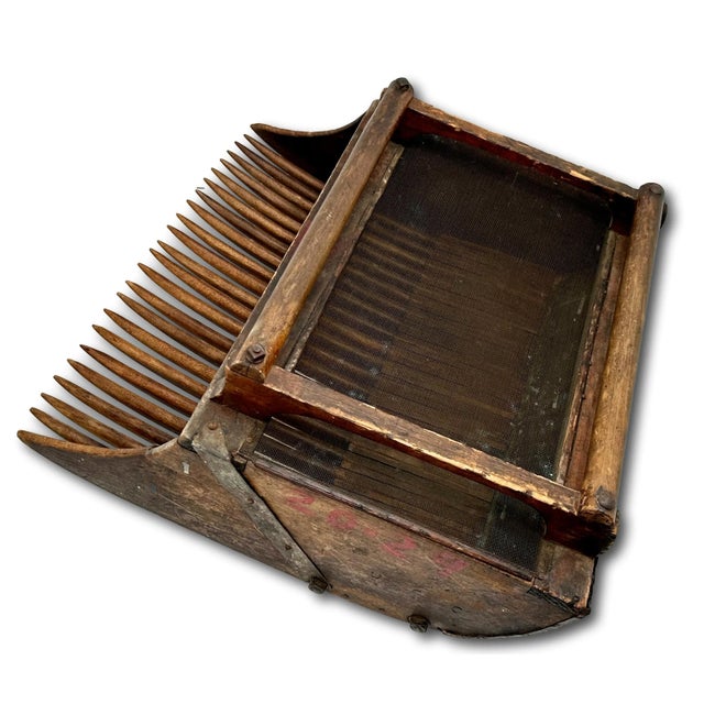 Early 20th Century Wonderfully Age & Use Rustic Antique American Maple Wood Cranberry Scoop - Rake From Cape Cod Mass. For Sale - Image 5 of 12