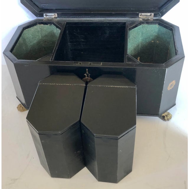 English Chinoiserie Lacquered Tea Caddy For Sale - Image 12 of 13