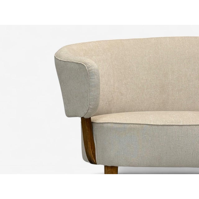 1950s Aage Sattrup, Beech, Fabric, Floating Sofa, Denmark, 1950s For Sale - Image 5 of 10