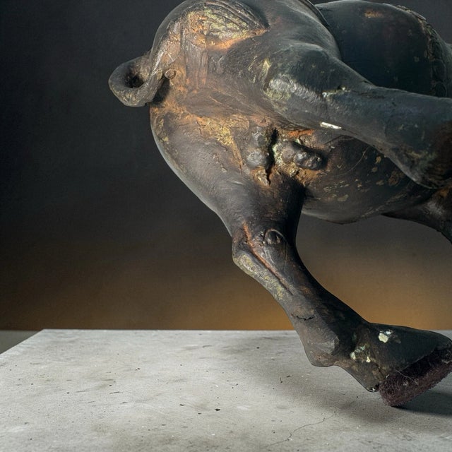 Antique Asian Cast Metal Water Buffalo Ox Sculpture Engraved Figurine 8.5" For Sale - Image 17 of 18