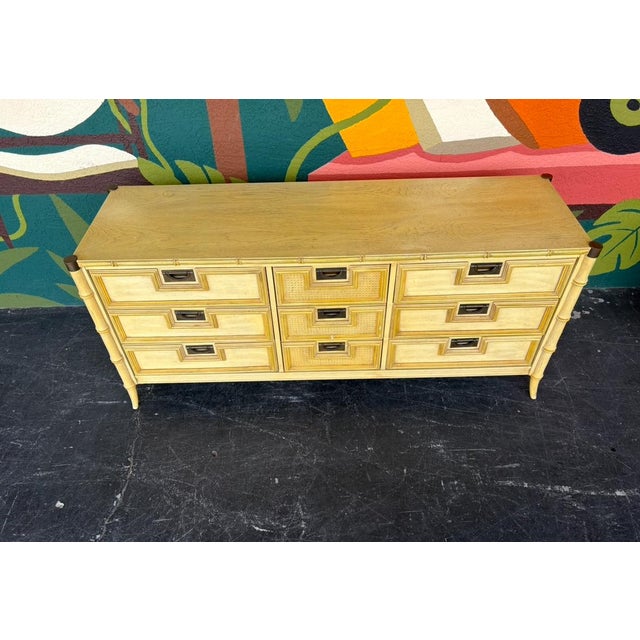 Mid-Century Modern Hollywood Regency Stanley Faux Bamboo Niner For Sale - Image 3 of 12