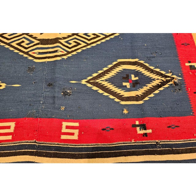 Vintage Mexican Saltillo Serape Kilim Rug, Handwoven Wool, Medallion Pattern, 4x6 For Sale - Image 14 of 18