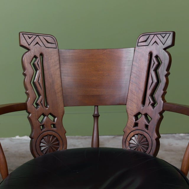 Pair of Carved Walnut Lounge Chairs in the Style of Ettore Zaccari For Sale - Image 10 of 16