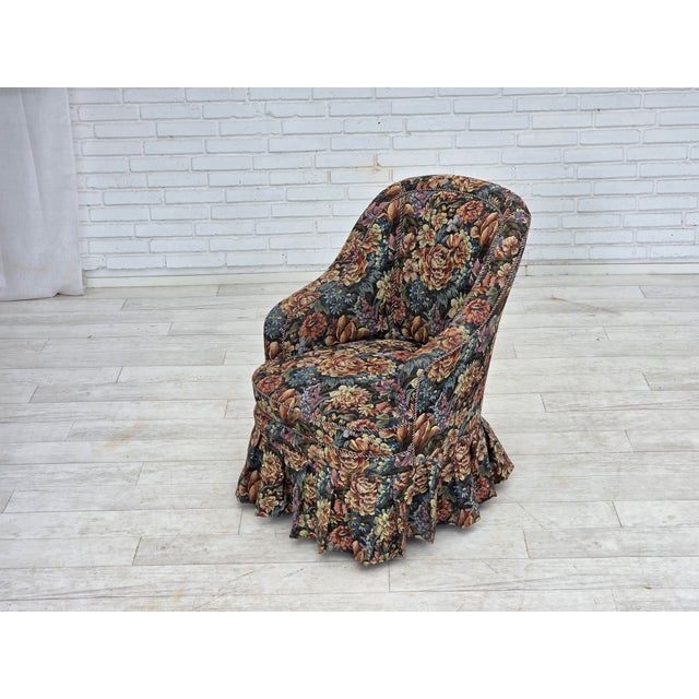 Danish Cocktail Lounge Chair in Furniture Jacquard Fabric, 1960s For Sale - Image 11 of 17