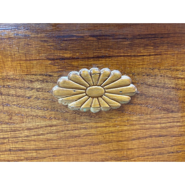 Wood Antique Arts and Crafts Style American Oak Hall Tree With Mirror and Storage For Sale - Image 7 of 10