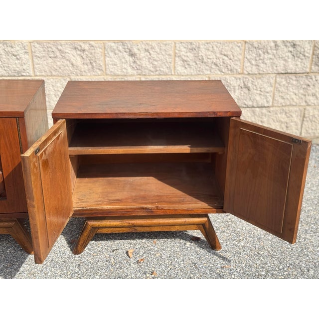 Vintage Mid-Century Modern Brutalist Carved Wood Nightstands – Pair For Sale - Image 12 of 12