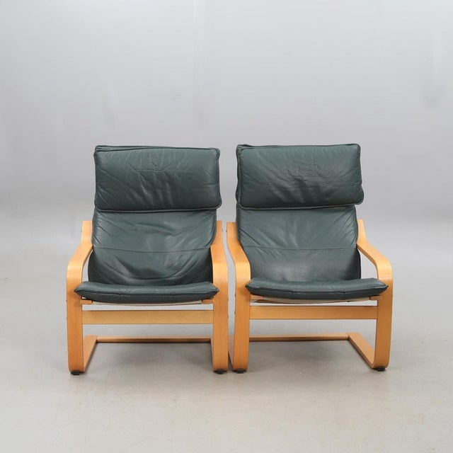 Animal Skin Points Armchairs in Birch and Leather Upholstery from Noboru Nakamura for Ikea, 1990s, Set of 2 For Sale - Image 7 of 10