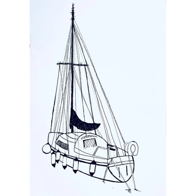 "Sailing Dreams" Original Nautical Drawing by Shabs Beigh For Sale