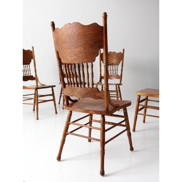 Vintage Oak Dining Chairs Set of 5 For Sale - Image 12 of 18