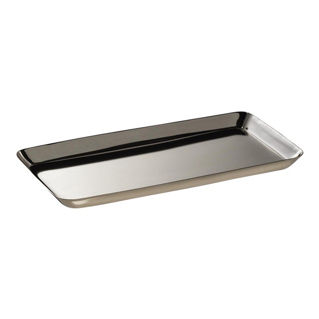 Perpignan Versatile Rectangular Polished Steel Tray, Small, Gold For Sale