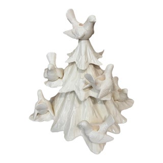 Vintage Fitz & Floyd White Dove Christmas Tree Candelabra For Sale