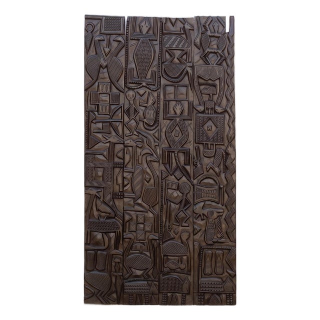 Monumental 88"h Carved African Nupe Door For Sale