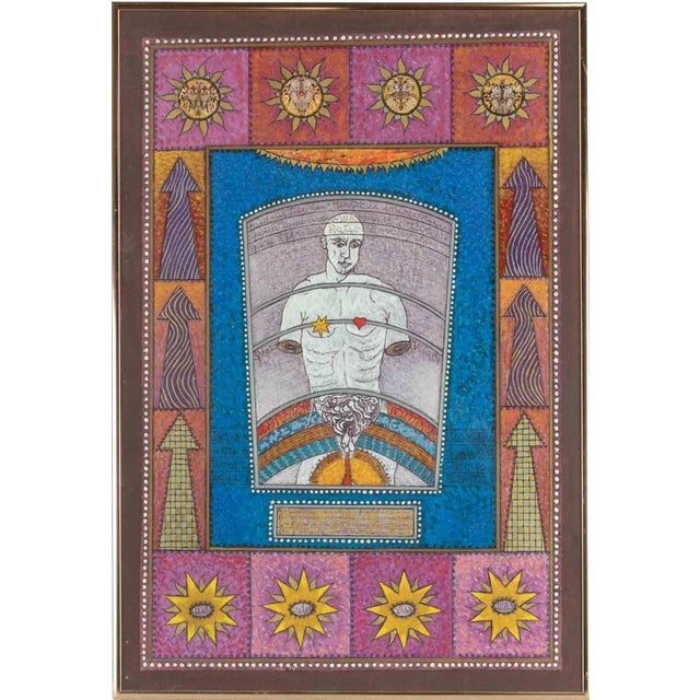 Mino Meno, Man and Universe, Oil Painting, 1970s For Sale - Image 6 of 6