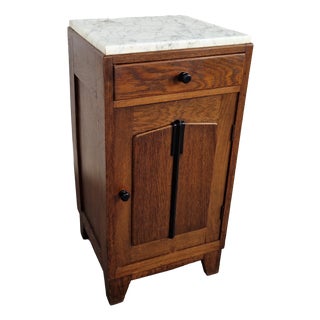 Vintage Art Deco Nightstand with Marble Top, 1930s For Sale