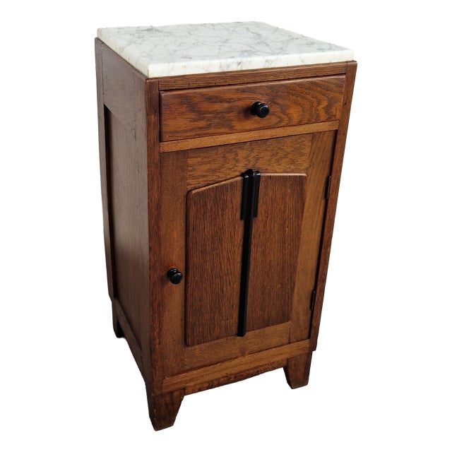 Vintage Art Deco Nightstand with Marble Top, 1930s For Sale