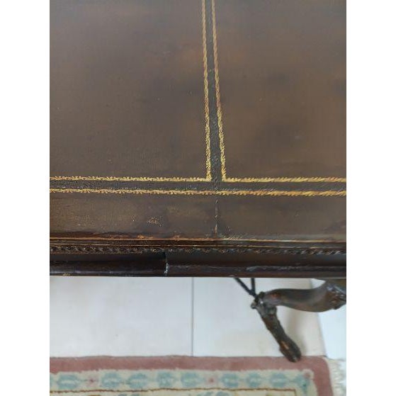Traditional Vintage Console Writing Desk Featuring Ornate Cast Metal Winged Female Caryjate For Sale - Image 3 of 5