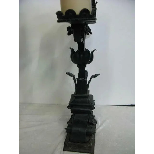 19th Century Large Historic Chateau Iron Candelabra - a Pair For Sale In West Palm - Image 6 of 9