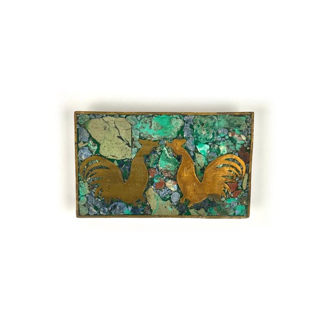 Mexican Cigar Box in Malachite and Wood, 1960s For Sale - Image 4 of 15