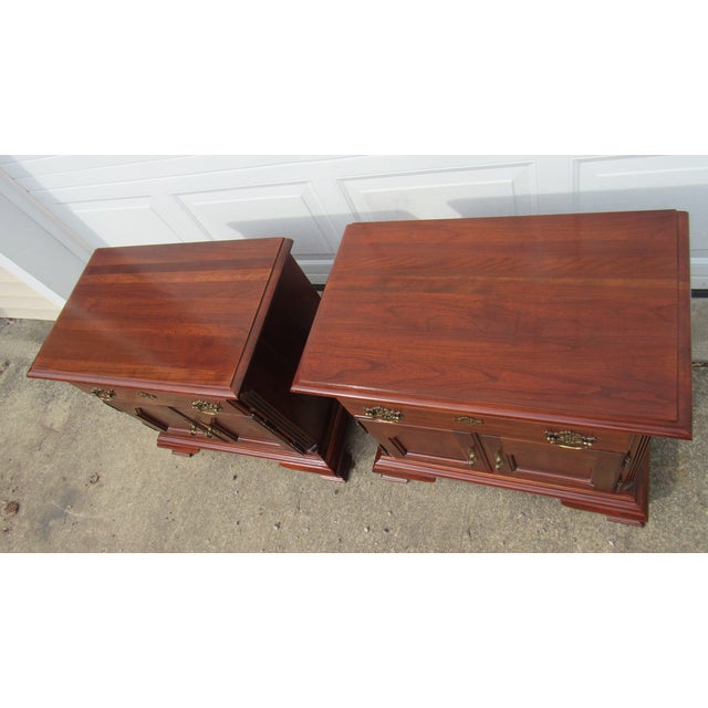 1980s Pair James Sterling Cherry Nightstands Tables Designer For Sale - Image 4 of 7