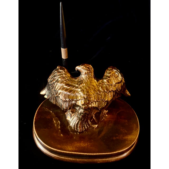 Bronze Mid 20th Century Eagle Desk Pen Stand For Sale - Image 8 of 12