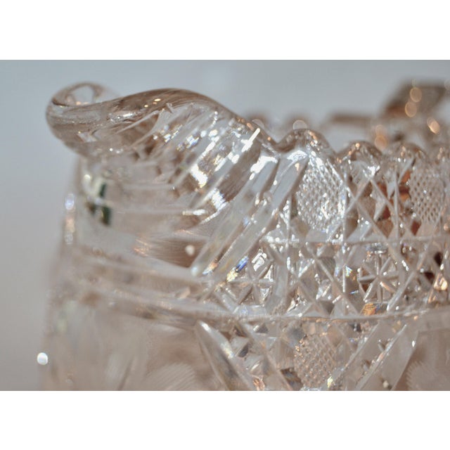 Transparent Early 20th Century American Brilliant Period Etched Cut Crystal Creamer Jug Pitcher For Sale - Image 8 of 12