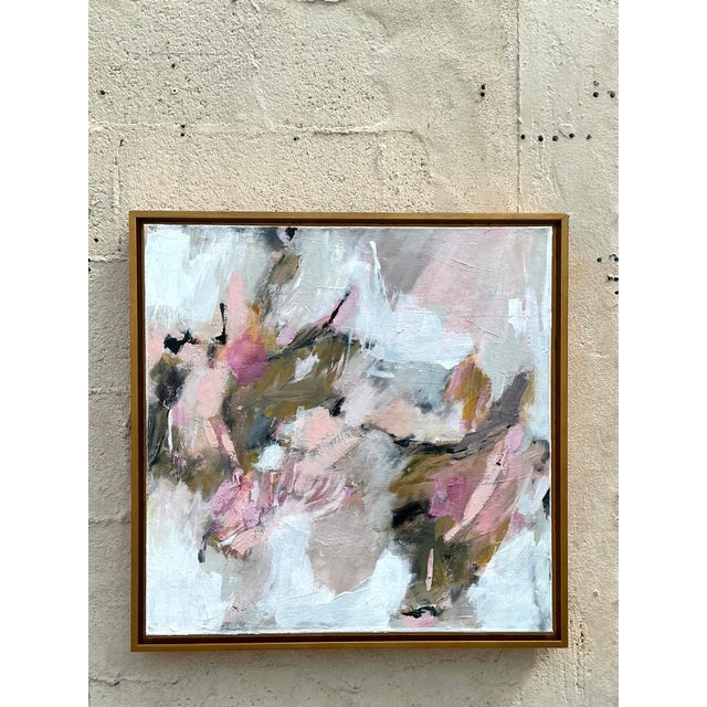 Vintage Boho Original Abstract Painting on Canvas For Sale In West Palm - Image 6 of 7
