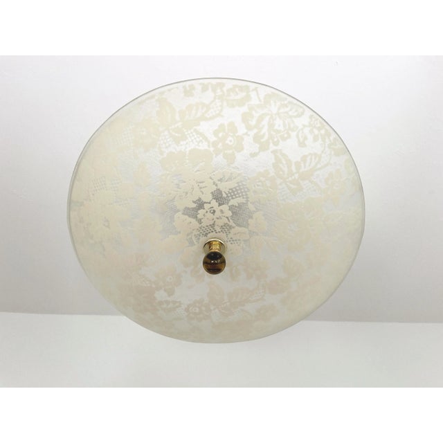 Cream Mid Century Floral Damask Flush Light For Sale - Image 8 of 18