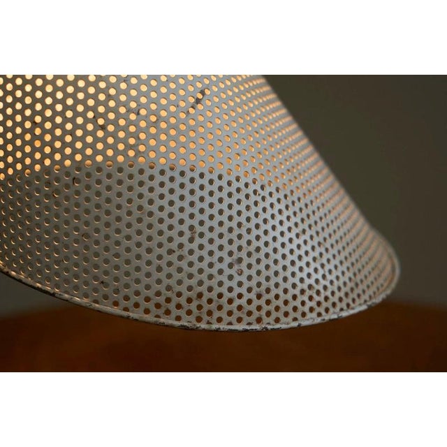 Vintage French Table Lamp in Patinated Brass and Perforated Metal by Mathieu Matégot, 1950s For Sale - Image 12 of 14