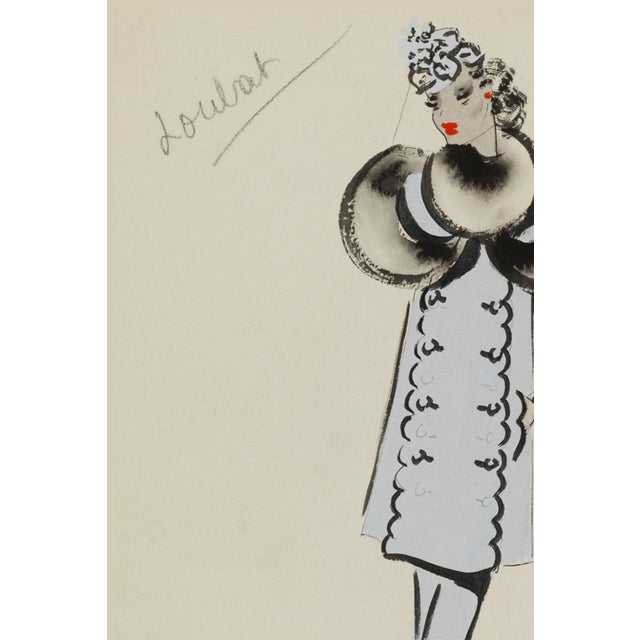 Bunny Williams Home Vintage French Fashion Art Print – Art Deco Woman in Pale Blue, 30" X 40" For Sale - Image 4 of 8