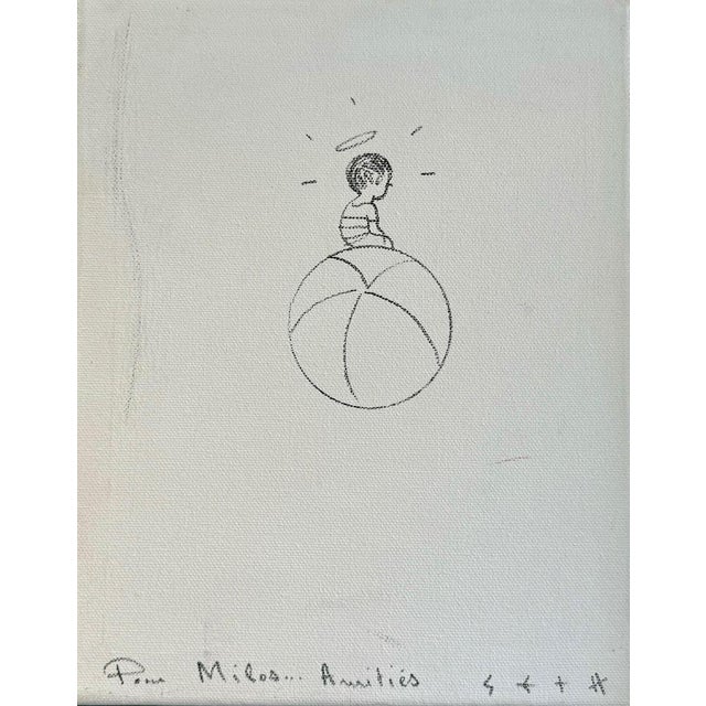 Seth, Boy on a Balloon, Felt-Tip Drawing on Canvas, 2018 For Sale - Image 5 of 5
