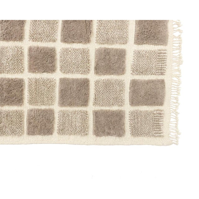 Textile Checkerboard Hand-Knotted Moroccan Wool Rug | 10'2" X 6'6" | One of a Kind For Sale - Image 7 of 7