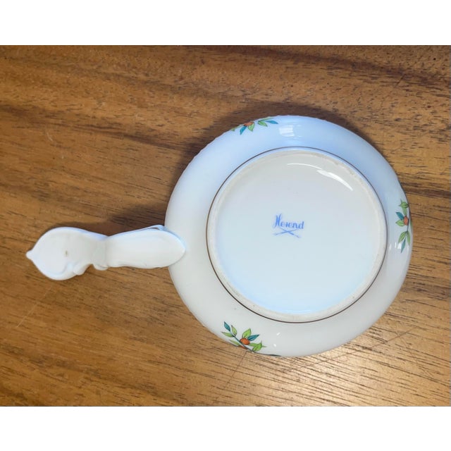 Ceramic Antique Herend Hand Painted Porcelain Small Dish With Handle For Sale - Image 7 of 7