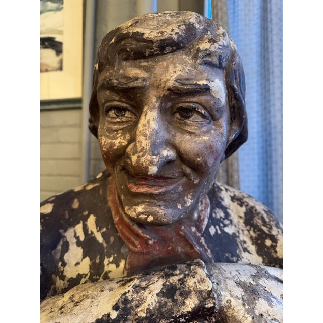 Antique 19th Century Plaster Cast French Half Bust Figural Retail Shop Sign For Sale - Image 4 of 12