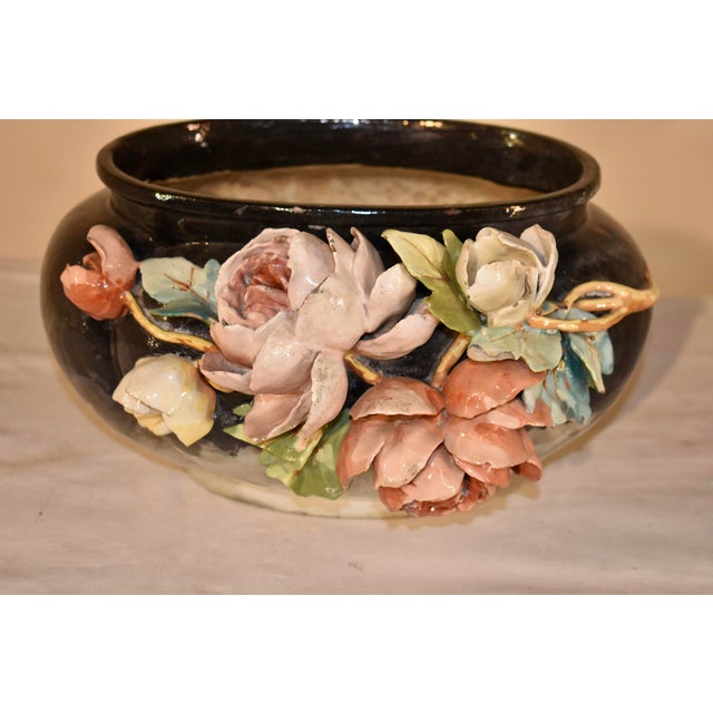 French Provincial 19th Century French Majolica Jardiniere For Sale - Image 3 of 13