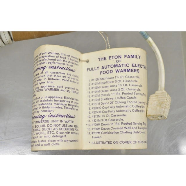 Vintage Eton Dolphin Handle Clam Shell Silver Plated Electrified Bun Warmer For Sale - Image 10 of 13