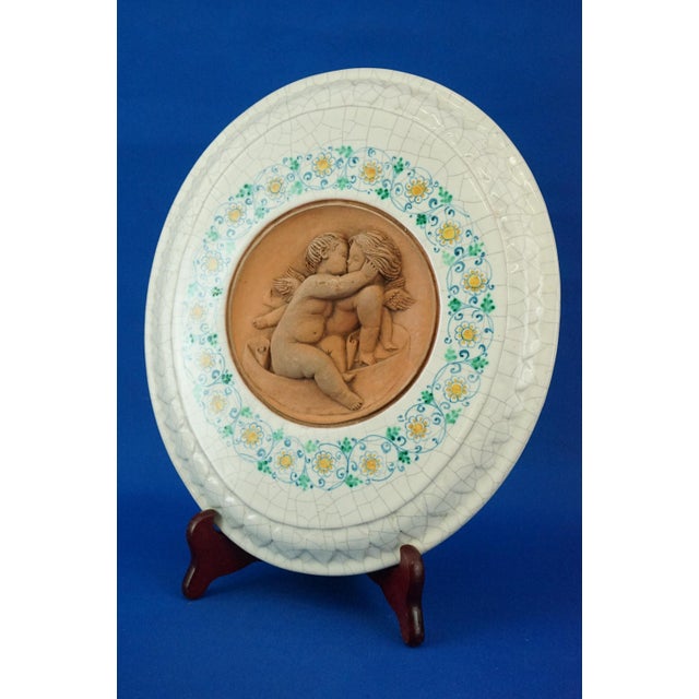 1980s Ceramic Plaque with Terracotta Angels by Val Demone of Santo Stefano di Camastra, Sicily, Italy, 1980s For Sale - Image 5 of 18