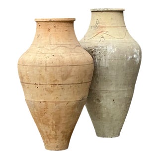 Vintage Monumental Turkish Terracotta Vessels - A Pair For Sale