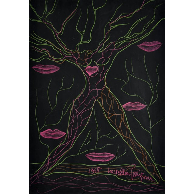 Love Original Drawing in Pastels, 1958 For Sale