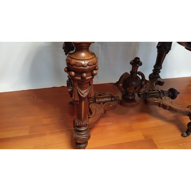 Victorian Walnut and Marble Parlor Table For Sale - Image 11 of 12