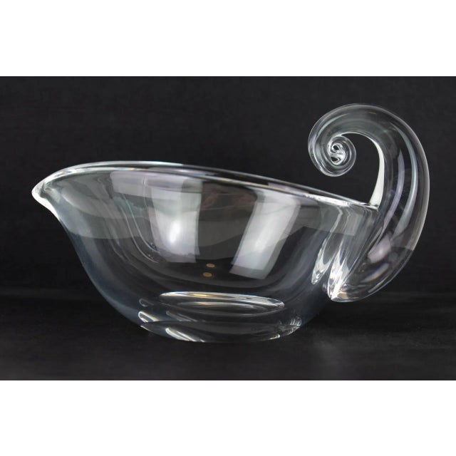 Mid-Century Modern 1940s Signed Steuben Crystal Glass Gravy Boat, Sauce Bowl For Sale - Image 3 of 13