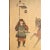 Textile Pre-1940 Showa Era Japanese Print on Silk "Samurai" For Sale - Image 7 of 12