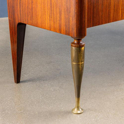 Vintage Drop-Leaf Cabinet in Exotic Wood and Brass, 1950s For Sale - Image 10 of 12